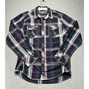 Buckle Men's Pearl Snap Shirt Long Sleeve, Tailored Fit Sz L/M Western Plaid